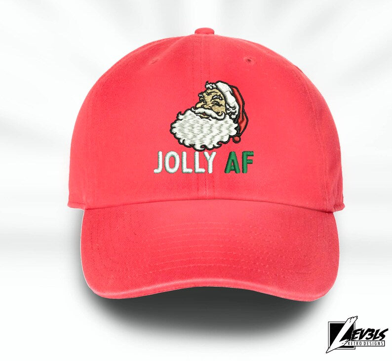 Jolly AF Santa Embroidered Christmas Baseball Cap