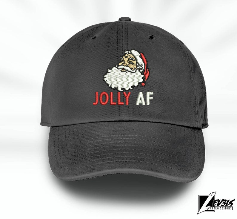 Jolly AF Santa Embroidered Christmas Baseball Cap