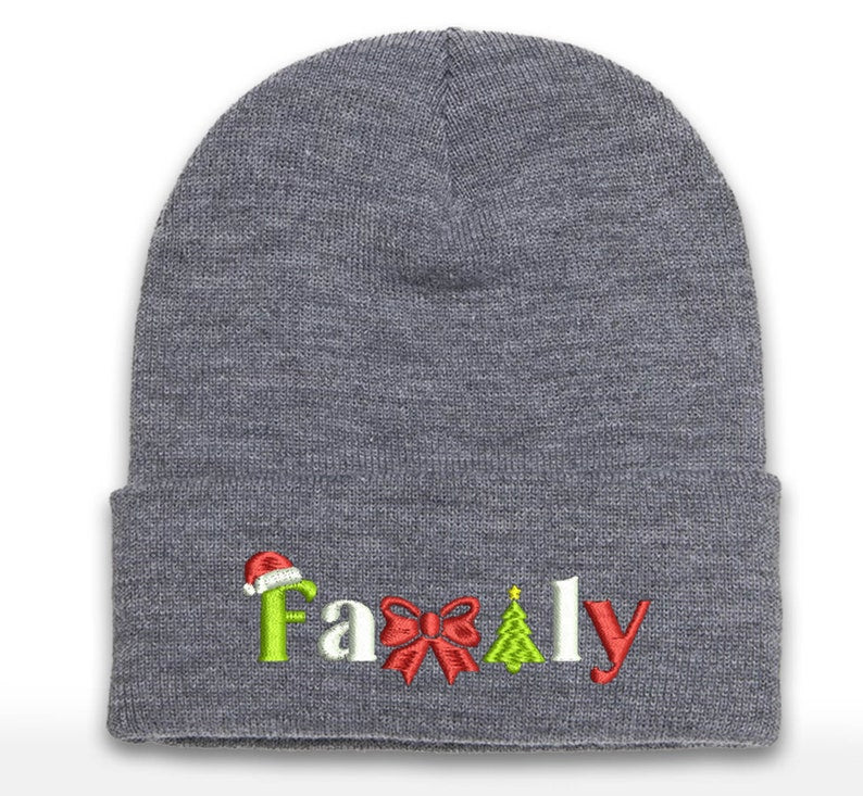 Embroidered Christmas Beanie: Family Holiday Cuffed Cap