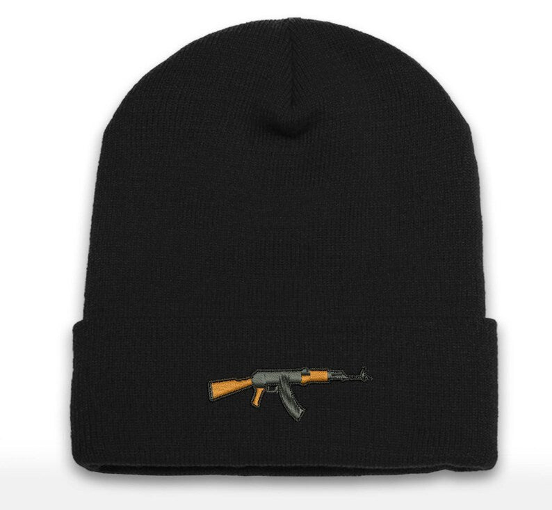 AK-47 Embroidered KALASHNIKOV Beanie Cap | Range Wear | Range Day | Cuffed Beanie