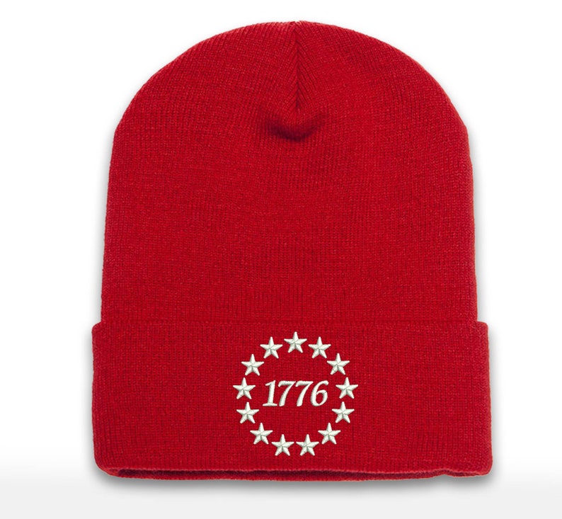 1776 Embroidered Cuffed Beanie Cap - Betsy Ross America