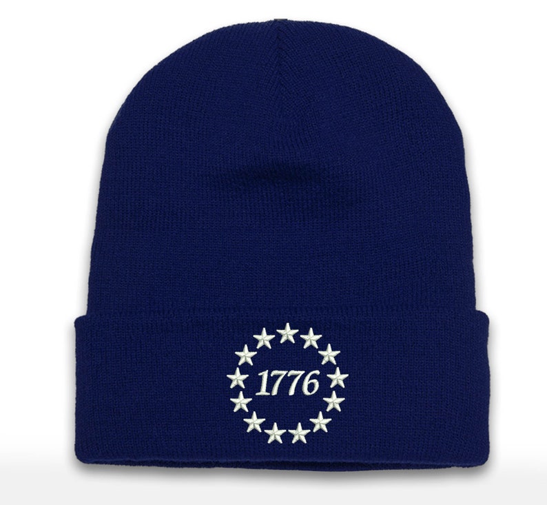 1776 Embroidered Cuffed Beanie Cap - Betsy Ross America