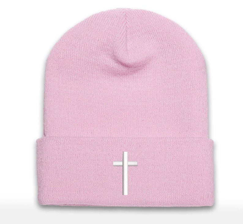 Christian Cross Embroidered Beanie: Unisex Cuffed Hat