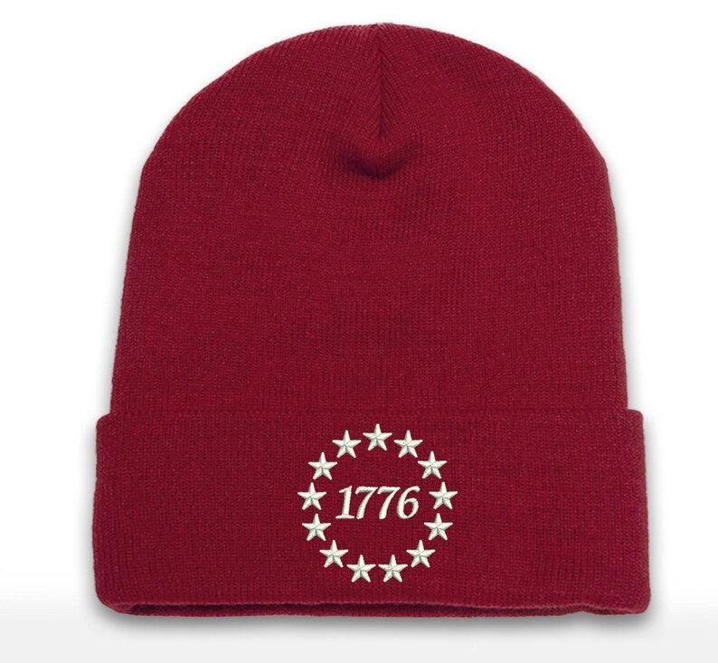 1776 Embroidered Cuffed Beanie Cap - Betsy Ross America