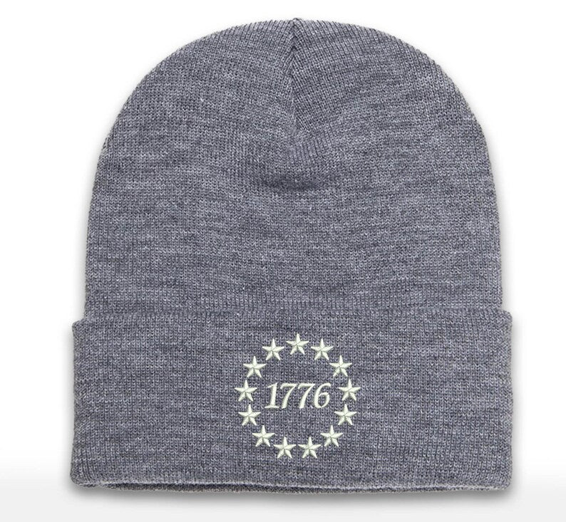 1776 Embroidered Cuffed Beanie Cap - Betsy Ross America
