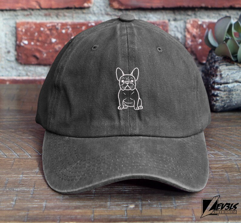 FRENCHI Embroidered Low Profile Unstructured Baseball Cap FRENCH BULLDOG