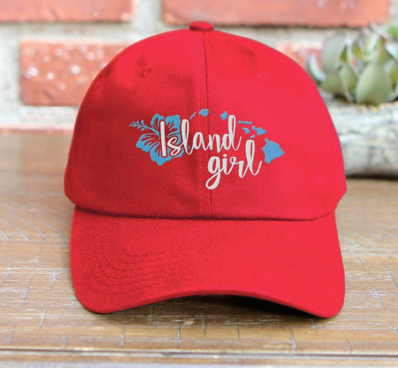 Island Girl Low Profile Embroidered Baseball Cap Adjustable Buckle Hawaii 808 AKA Dad Hat