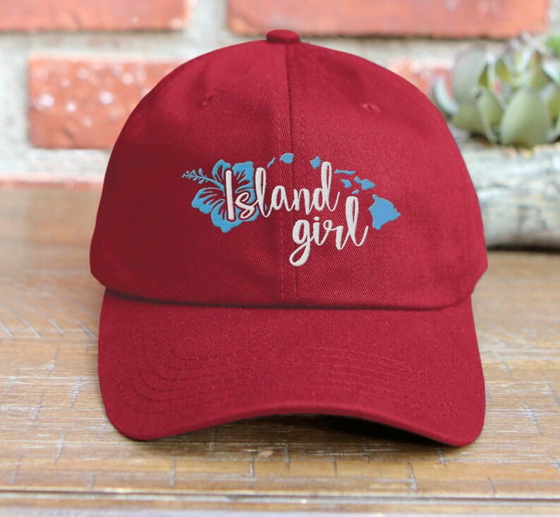 Island Girl Low Profile Embroidered Baseball Cap Adjustable Buckle Hawaii 808 AKA Dad Hat