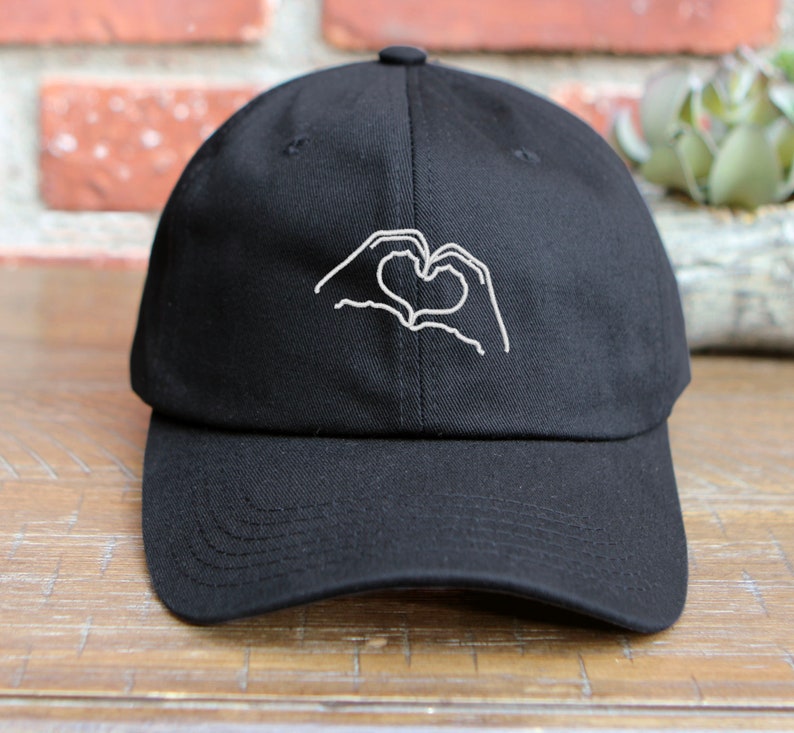 Heart Love Hands Embroidered Low Profile Baseball Cap Adjustable Buckle I Love You