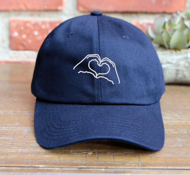Heart Love Hands Embroidered Low Profile Baseball Cap Adjustable Buckle I Love You