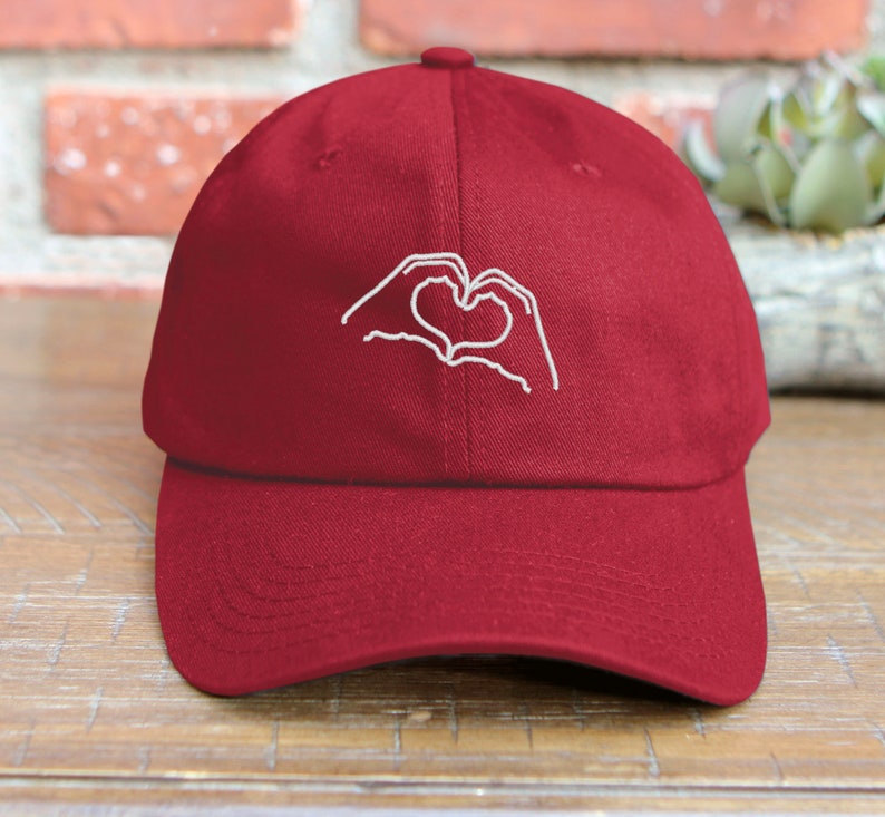 Heart Love Hands Embroidered Low Profile Baseball Cap Adjustable Buckle I Love You