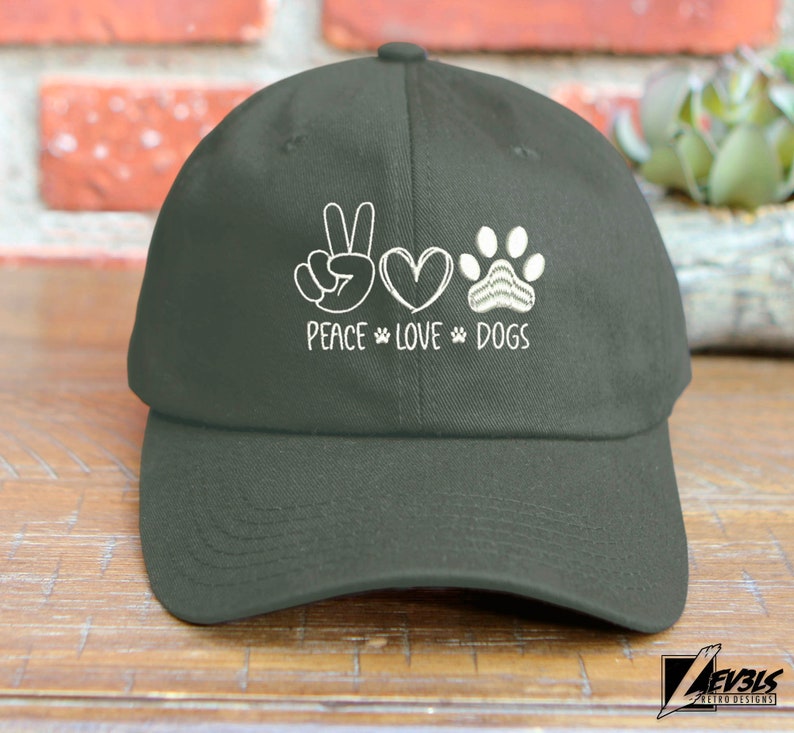 Peace Love Dogs Embroidered Low Profile Baseball Cap | Adjustable Dad Hat | Dog Lover