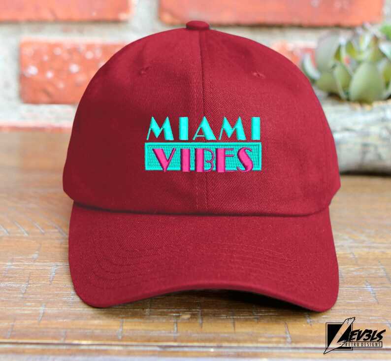 Miami Vibes Embroidered Cotton Dad Hat - Adjustable Baseball Cap