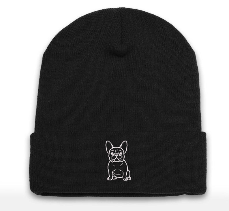 Embroidered French Bulldog Beanie Cap - Dog Lover Gift