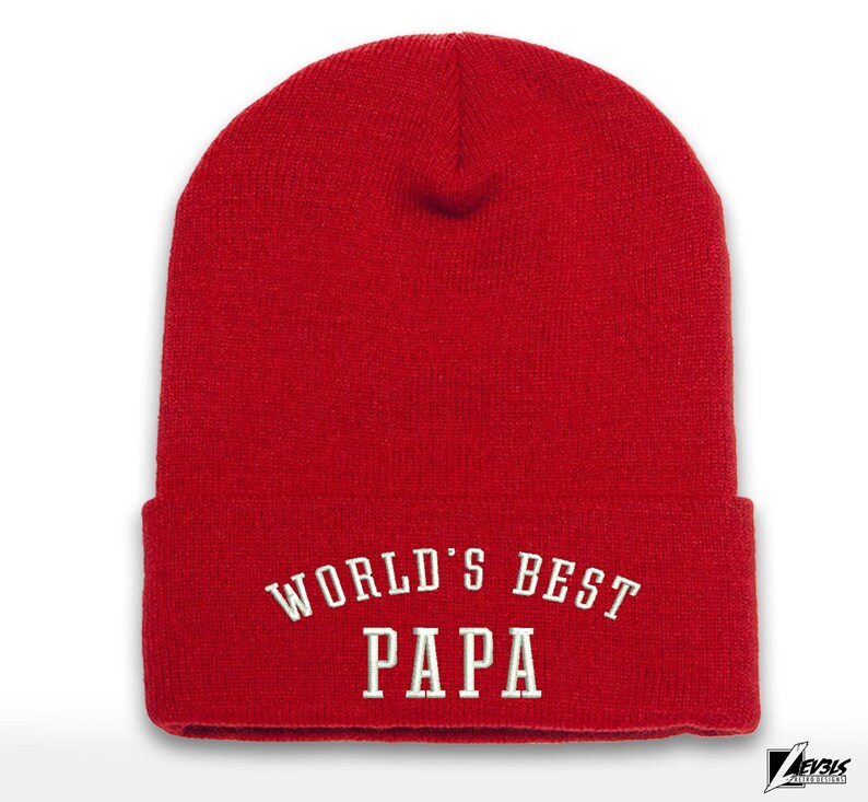 Worlds Best Papa Beanie Cap | Grandpa | Pops | Cuffed Beanie