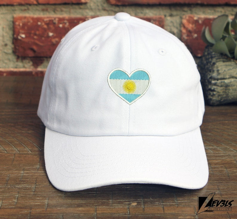 Argentina Flag Heart Embroidered Baseball Cap