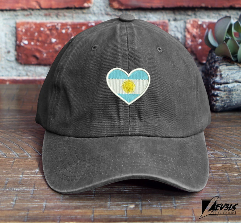 Argentina Flag Heart Embroidered Baseball Cap