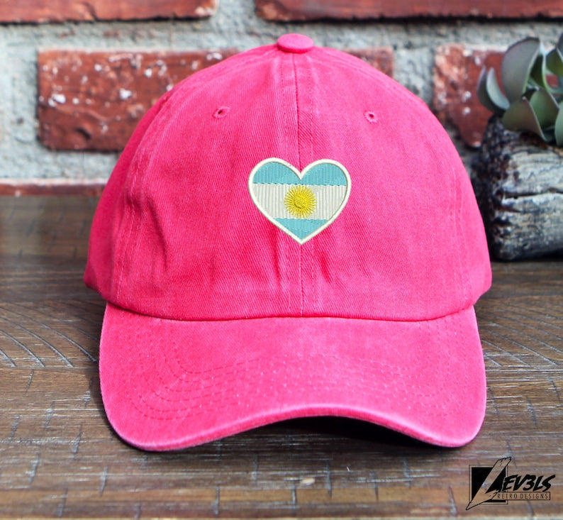 Argentina Flag Heart Embroidered Baseball Cap