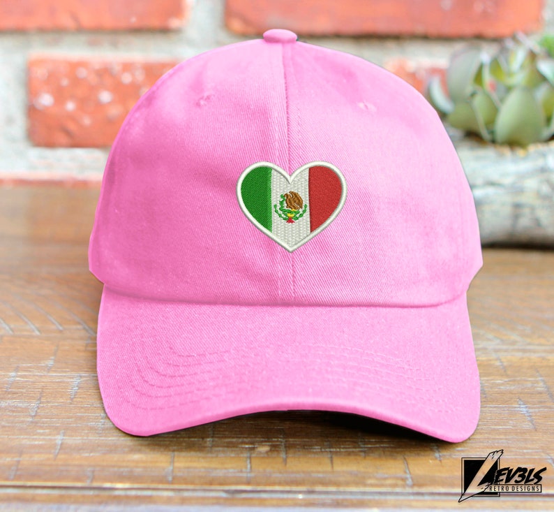 Embroidered Mexico Flag Heart Low Profile Dad Hat