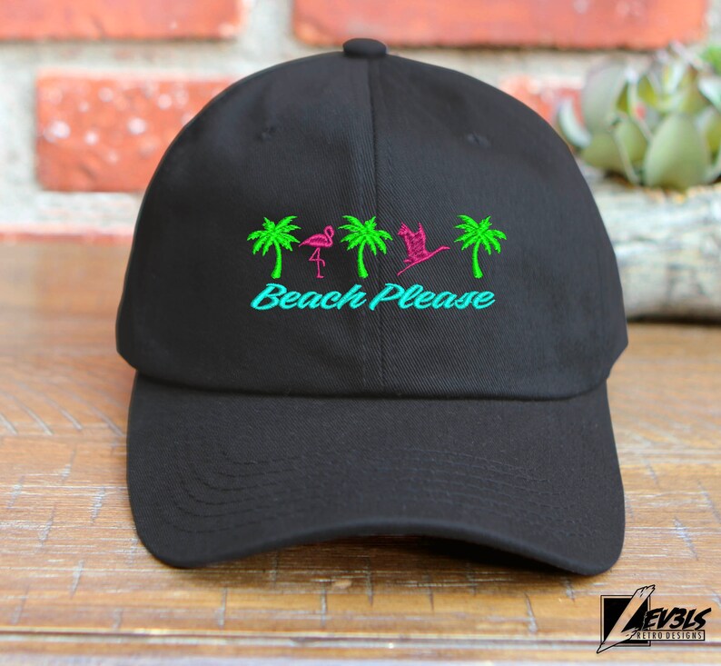 Beach Please Embroidered Low Profile Baseball Cap | Adjustable Buckle | Summer Wear | Dad Hat