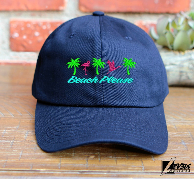 Beach Please Embroidered Low Profile Baseball Cap | Adjustable Buckle | Summer Wear | Dad Hat