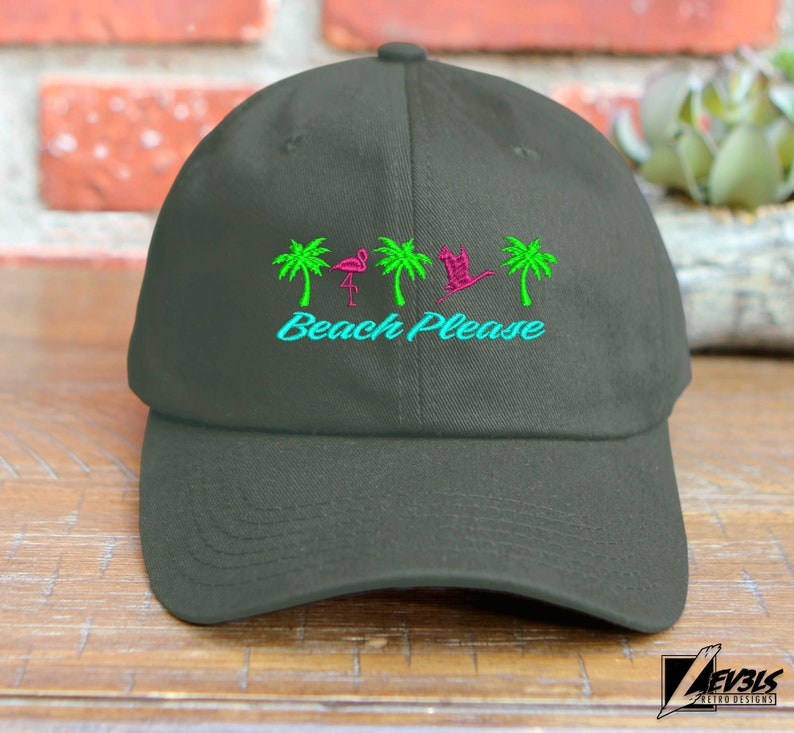 Beach Please Embroidered Low Profile Baseball Cap | Adjustable Buckle | Summer Wear | Dad Hat