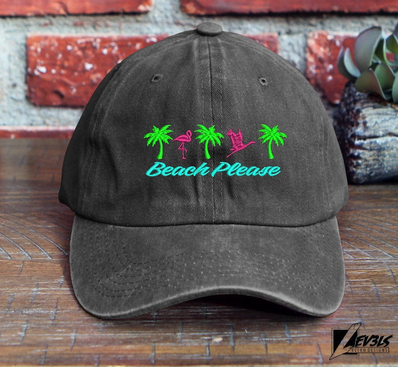 Beach Please Embroidered Low Profile Baseball Cap | Adjustable Buckle | Summer Wear | Dad Hat