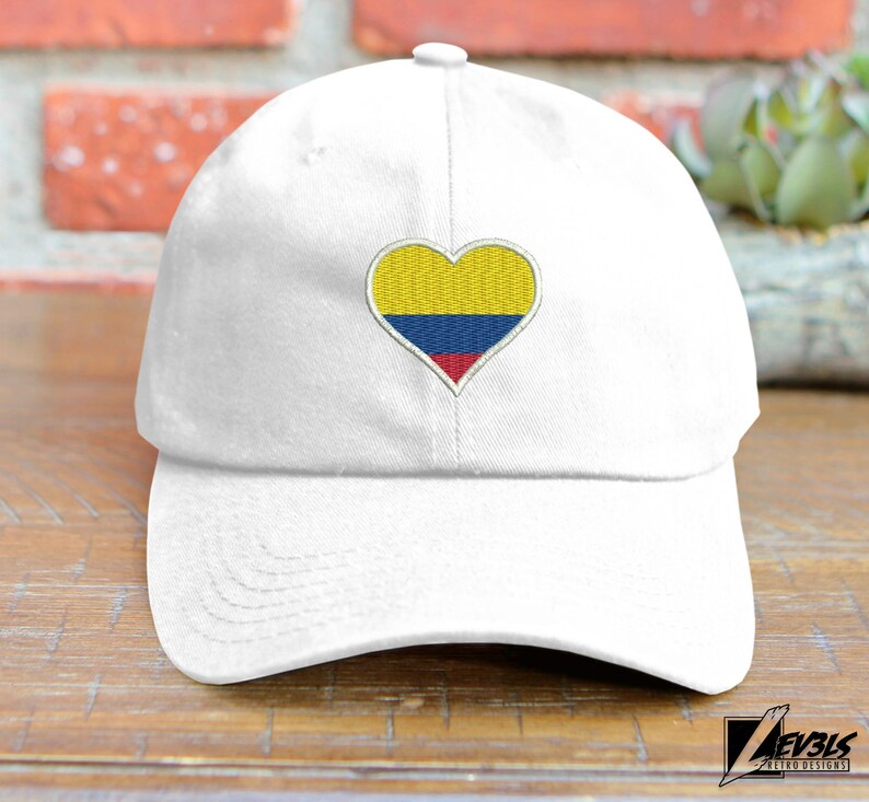 Embroidered Colombia Flag Heart Low Profile Dad Hat
