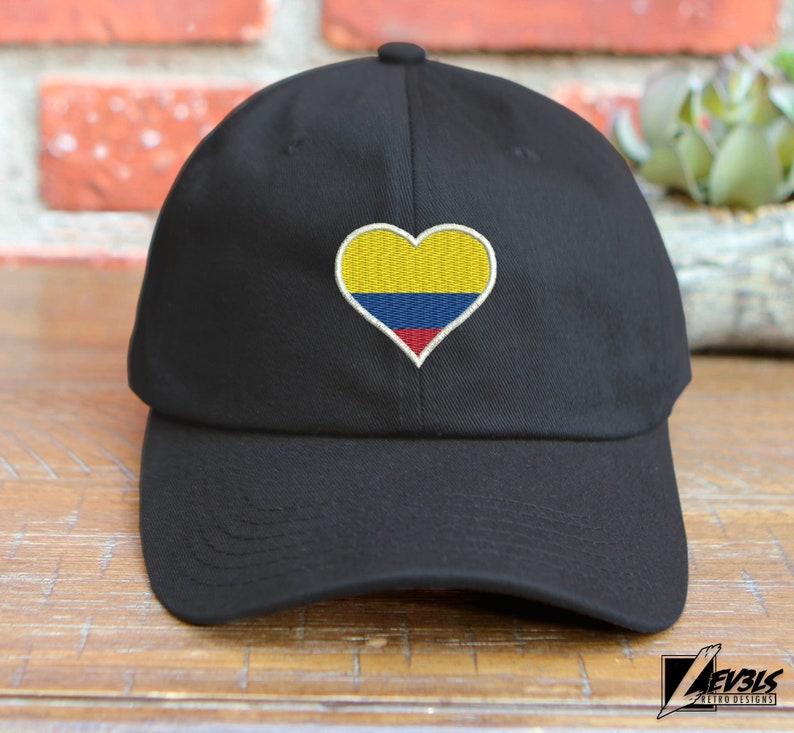 Embroidered Colombia Flag Heart Low Profile Dad Hat