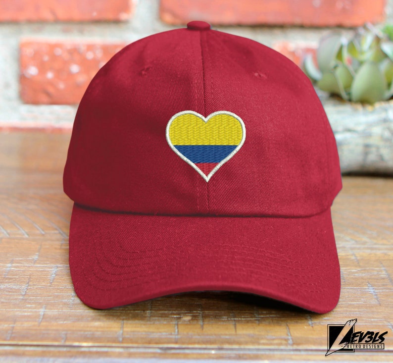 Embroidered Colombia Flag Heart Low Profile Dad Hat