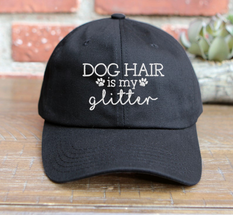 Embroidered Dog Hair is My Glitter Baseball Cap - Adjustable Cotton Dad Hat