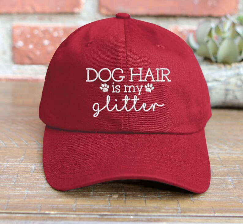 Embroidered Dog Hair is My Glitter Baseball Cap - Adjustable Cotton Dad Hat