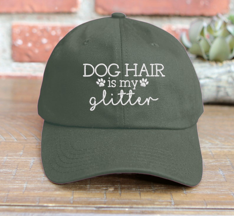 Embroidered Dog Hair is My Glitter Baseball Cap - Adjustable Cotton Dad Hat