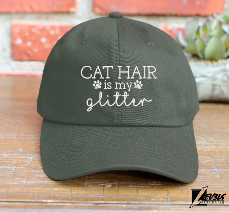 Embroidered Cat Hair is My Glitter Baseball Cap - Adjustable Cotton Dad Hat