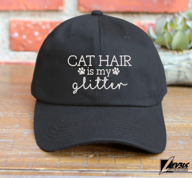 Embroidered Cat Hair is My Glitter Baseball Cap - Adjustable Cotton Dad Hat