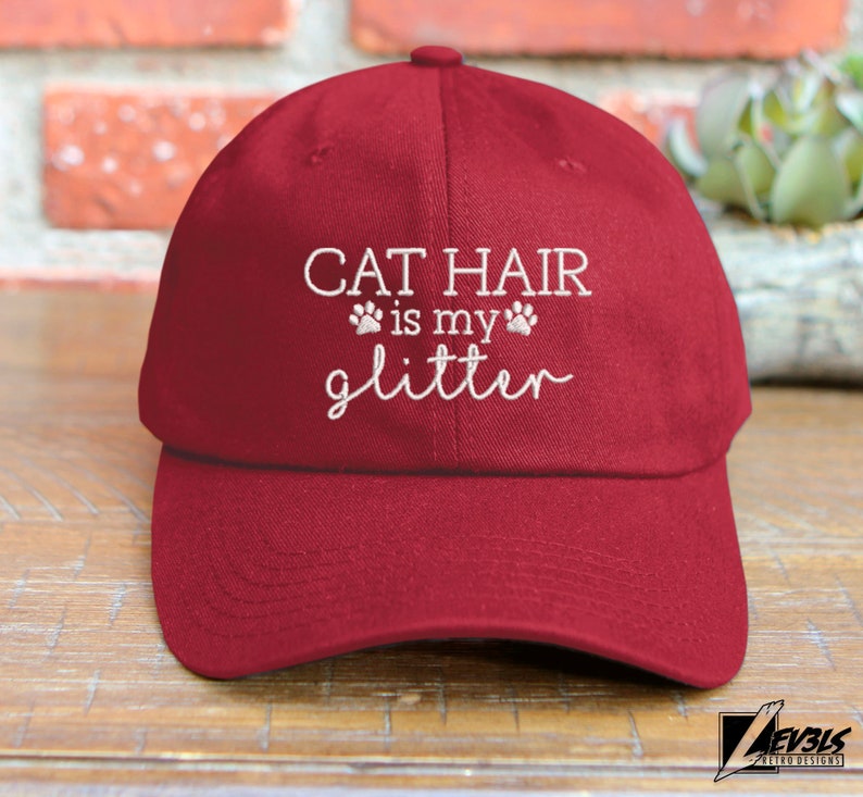 Embroidered Cat Hair is My Glitter Baseball Cap - Adjustable Cotton Dad Hat