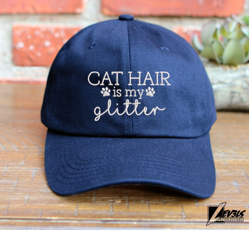 Embroidered Cat Hair is My Glitter Baseball Cap - Adjustable Cotton Dad Hat
