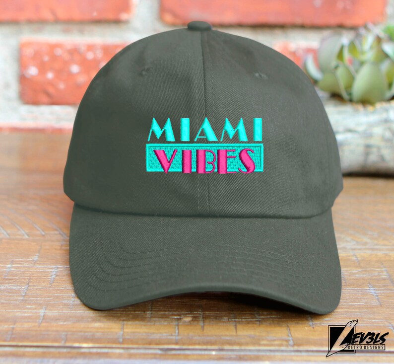 Miami Vibes Embroidered Cotton Dad Hat - Adjustable Baseball Cap