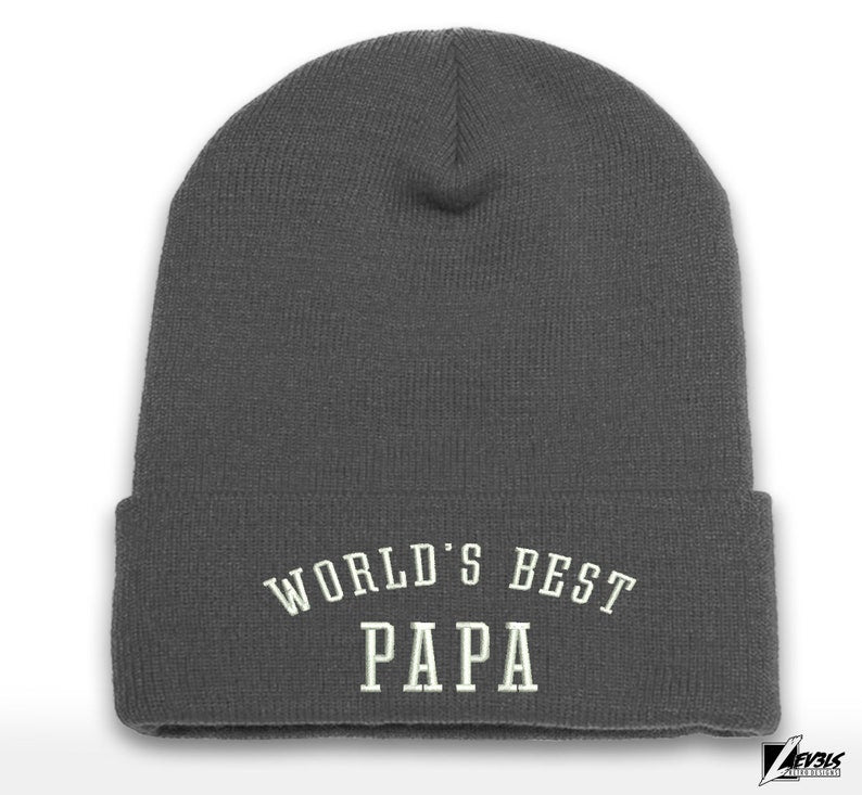 Worlds Best Papa Beanie Cap | Grandpa | Pops | Cuffed Beanie
