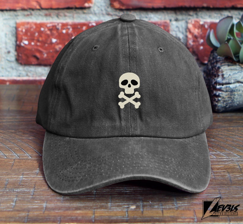 Embroidered Skull and Bones Baseball Cap - Retro Style Dad Hat