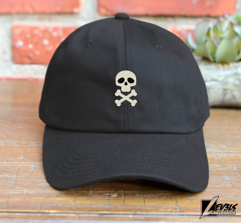 Embroidered Skull and Bones Baseball Cap - Retro Style Dad Hat