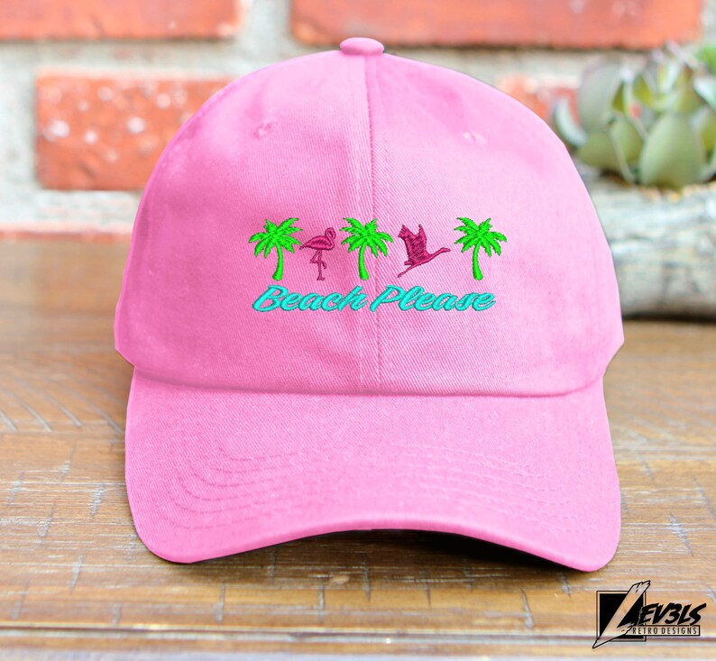 Beach Please Embroidered Low Profile Baseball Cap | Adjustable Buckle | Summer Wear | Dad Hat