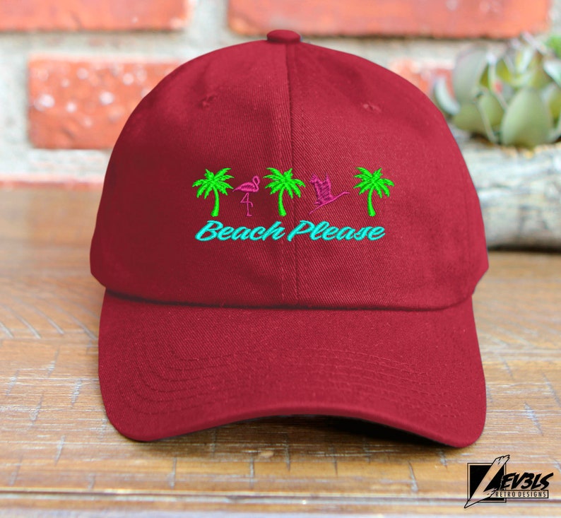 Beach Please Embroidered Low Profile Baseball Cap | Adjustable Buckle | Summer Wear | Dad Hat