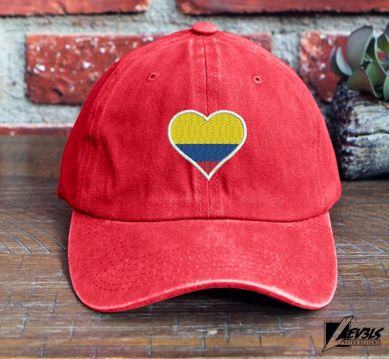 Embroidered Colombia Flag Heart Low Profile Dad Hat