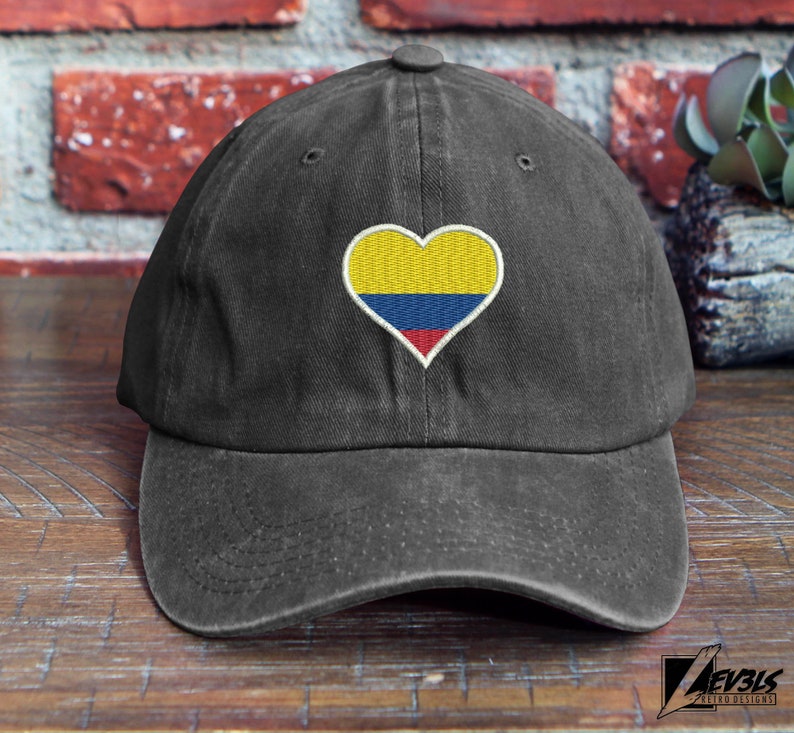Embroidered Colombia Flag Heart Low Profile Dad Hat
