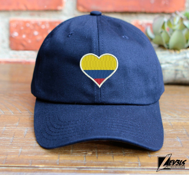Embroidered Colombia Flag Heart Low Profile Dad Hat