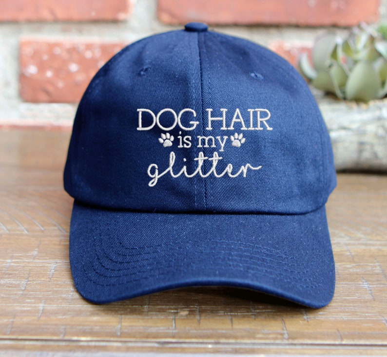 Embroidered Dog Hair is My Glitter Baseball Cap - Adjustable Cotton Dad Hat