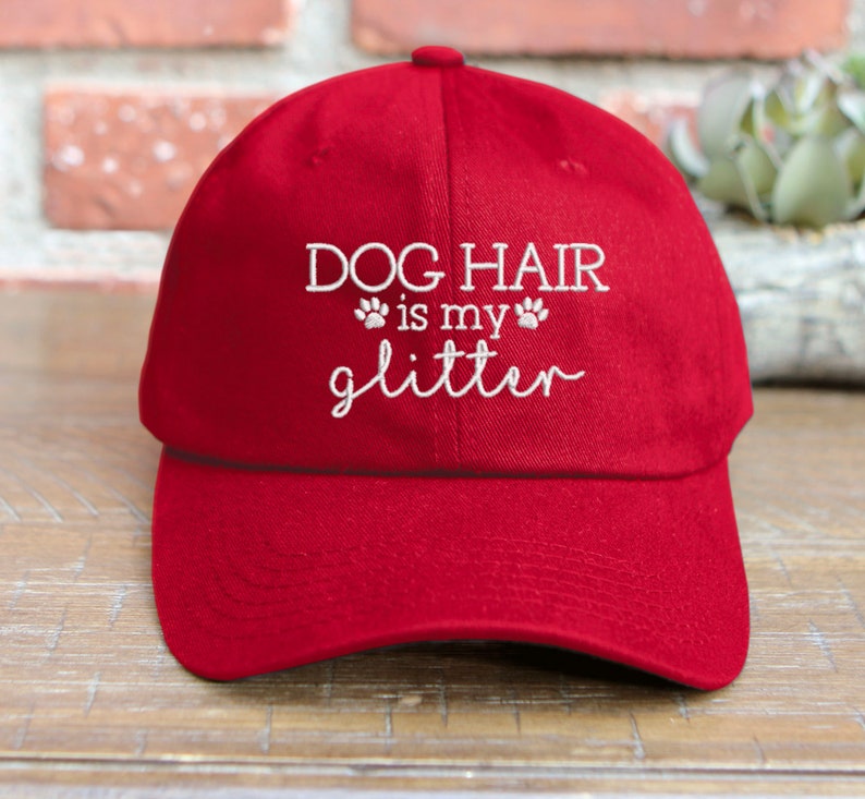 Embroidered Dog Hair is My Glitter Baseball Cap - Adjustable Cotton Dad Hat