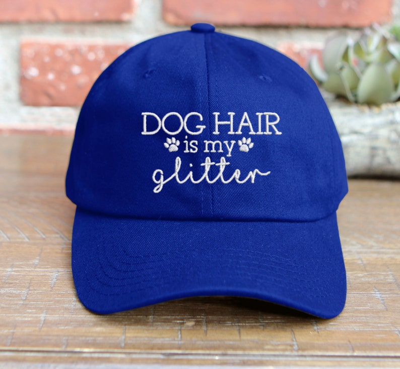 Embroidered Dog Hair is My Glitter Baseball Cap - Adjustable Cotton Dad Hat