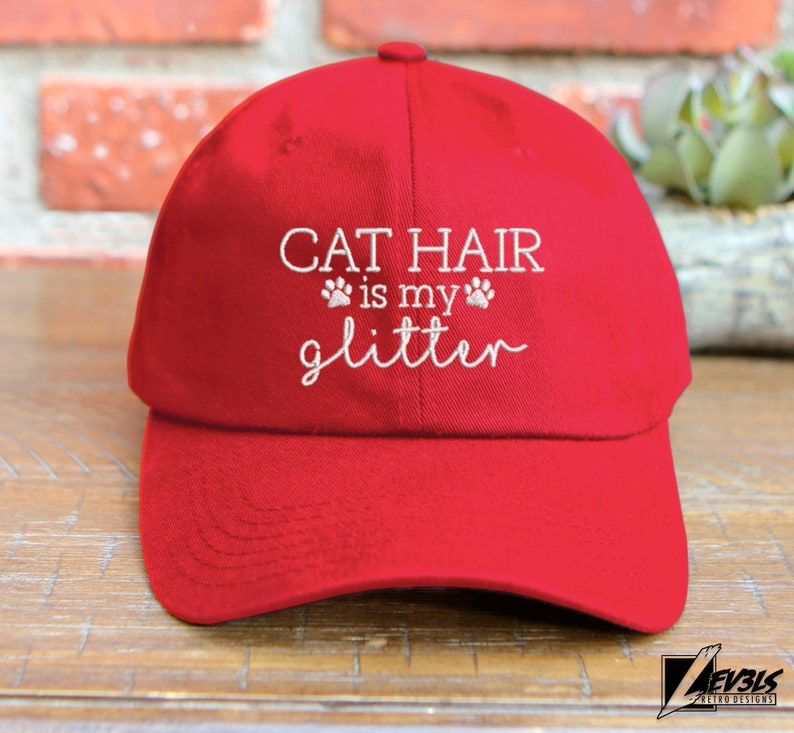 Embroidered Cat Hair is My Glitter Baseball Cap - Adjustable Cotton Dad Hat